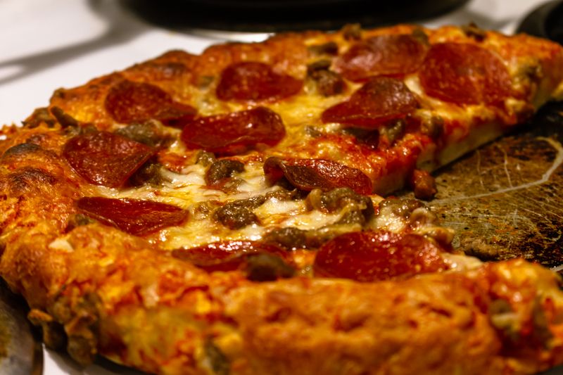 Vegetarian Deep Dish Pizza loaded with fresh vegetables